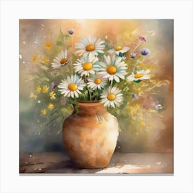A Daisy Flowers Vase Art 6 Canvas Print
