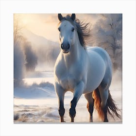 White Horse In The Snow Canvas Print