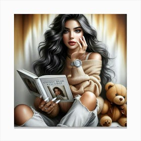 Girl Reading A Book Canvas Print