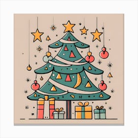 Modern Christmas Tree Minimalistic Drawing 2 Canvas Print