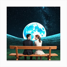 Moon And The Stars 4 Canvas Print