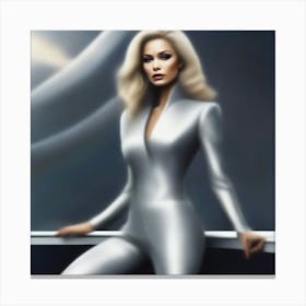 Sexy Woman In Silver Suit Canvas Print