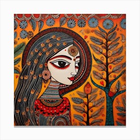 Indian Painting, Expressionism Painting, Acrylic On Canvas, Brown Color Canvas Print