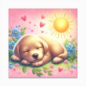 Puppy Sleeping In The Sun Canvas Print