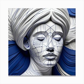 Woman In Blue And White Canvas Print
