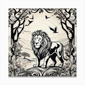 Lion In The Forest 20 Canvas Print