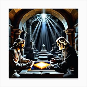 Jesus Playing Chess Canvas Print