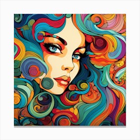 Colorful Girl With Colorful Hair 1 Canvas Print