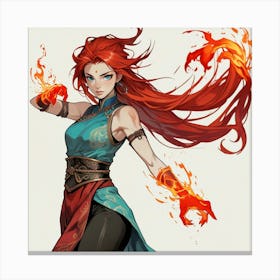 Girl With Red Hair The Magic of Watercolor: A Deep Dive into Undine, the Stunningly Beautiful Asian Goddess 1 Canvas Print