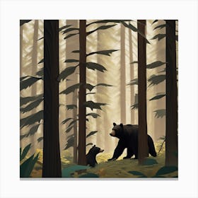 Bears In The Forest Canvas Print