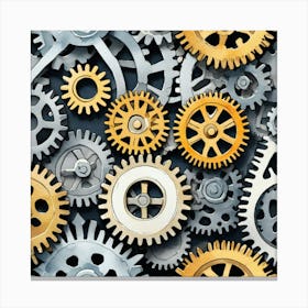 Mechanical Gears Background Canvas Print