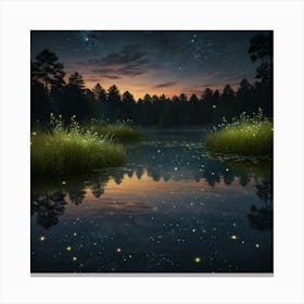 Night Landscape With Starry Sky Canvas Print