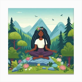 Meditating Woman In The Forest Canvas Print