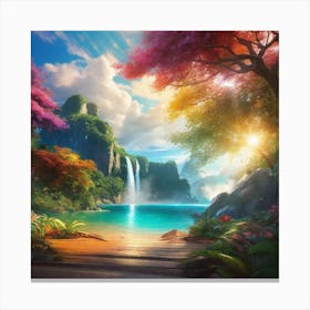 Waterfall In The Forest 36 Canvas Print