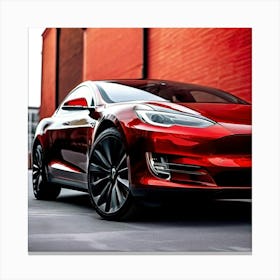 Tesla Car Automobile Vehicle Automotive Electric Brand Logo Iconic Innovative Technology Canvas Print