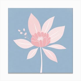 A White And Pink Flower In Minimalist Style Square Composition 33 Canvas Print