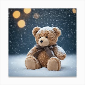 Teddy Bear In The Snow 1 Canvas Print