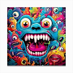 Monsters Graffiti Canvas Print