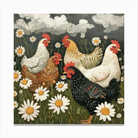 Chickens Fairycore Painting 1 Canvas Print