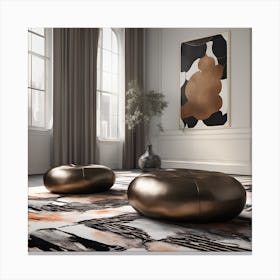 Two Ottomans In A Room Canvas Print