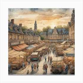 Market Square At Dusk art Canvas Print