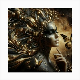 Woman With Butterflies 2 Canvas Print