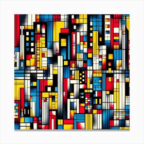 Inspired by Piet Mondrian's geometric abstractions and primary colors:
Symphony of the City Grid 1 Canvas Print