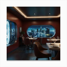 Restaurant With A View Of The City Canvas Print