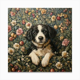 Dog In The Garden Art Canvas Print