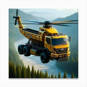 Helicopter In The Mountains Canvas Print