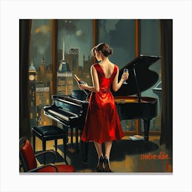 Lady In Red Canvas Print