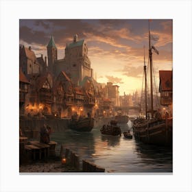 Medieval City At Dusk Canvas Print