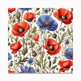 Poppy and cornflower flowers 1 Canvas Print