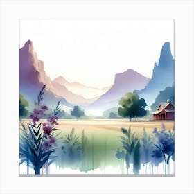 Watercolor Landscape Painting 68 Canvas Print