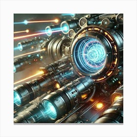 A Close Up Sci Fi Scene Tranquility Interceptor Laser Array 1 Canvas Print