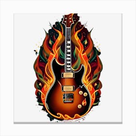 Electric Guitar With Flames Canvas Print