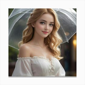 Beautiful Woman With An Umbrella Canvas Print