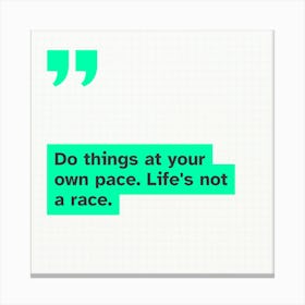 Do Things At Your Own Pace Life'S Not A Race 1 Leinwandbild