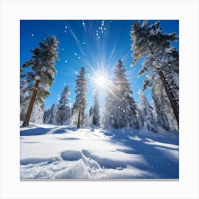 Crystal Clear Ice Clings To The Pine Trees Under A Vibrant Radiant Sun In A Wintry Wonderland Ext (2) Canvas Print