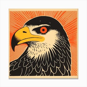 Retro Bird Lithograph Crested Caracara 1 Canvas Print