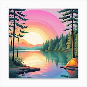 Sunset In The Forest Canvas Print