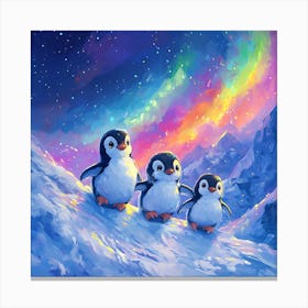 Penguins In The Snow 9 Canvas Print