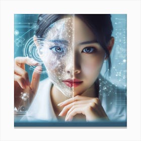 Asian Woman With Artificial Intelligence Canvas Print