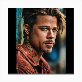 A Painting Style Oil Color Of Brad Pitt In Behan (4) Canvas Print