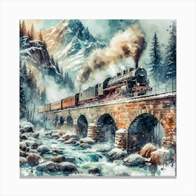 Train On The Bridge Canvas Print