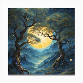 Full Moon Over Trees Canvas Print