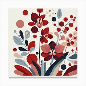 Scandinavian style, Red orchid sprig 2 Canvas Print