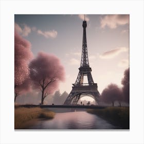 Eiffel Tower In Spring Pleasant Scenery Landscape Canvas Print