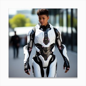 Young Woman In A Futuristic Suit Canvas Print