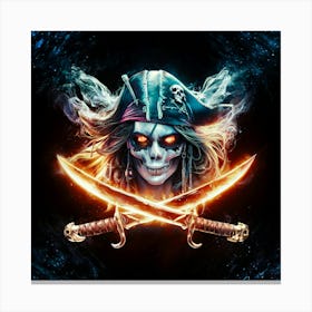 Pirate Skull with Flamed Blades Canvas Print